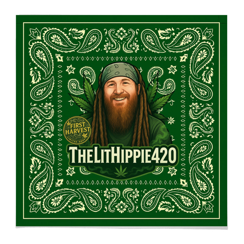TheLitHippie420 Custom 22” Bandana – First Harvest Limited Edition | Exclusive Creator Merch