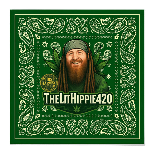 TheLitHippie420 Custom 22” Bandana – First Harvest Limited Edition | Exclusive Creator Merch